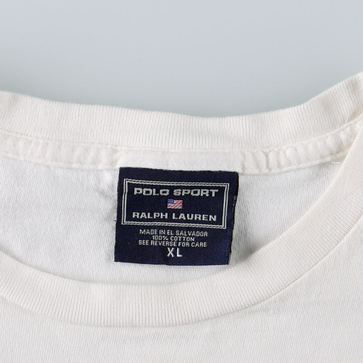 90'S Ralph Lauren POLO SPORT Floral Print Short-Sleeve T-Shirt, Men's Size XL (Equivalent), Vintage cotton white type Vintage Second Hand