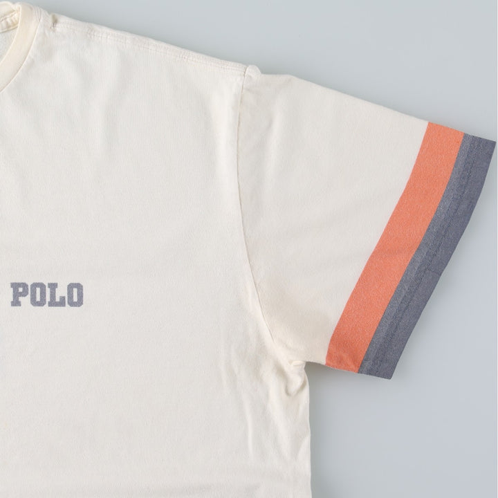 90'S Ralph Lauren POLO SPORT short sleeve printed T-shirt, men's size L, vintage cotton white type Vintage Second Hand