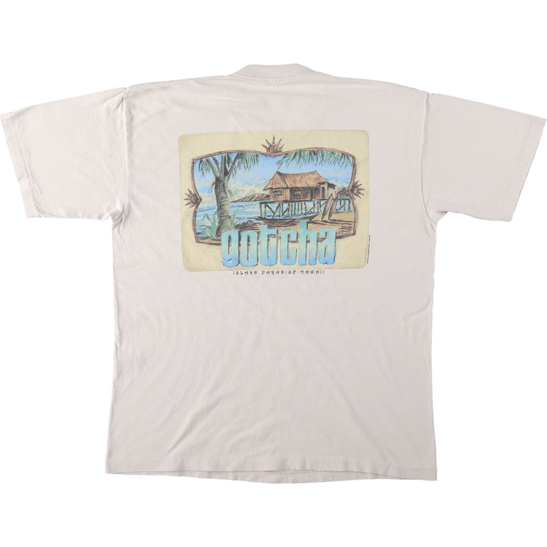 ~90'S GOTCHA Surf Skate T-Shirt, Men's Size L (approx.), Vintage unclear unbleached Vintage Second Hand