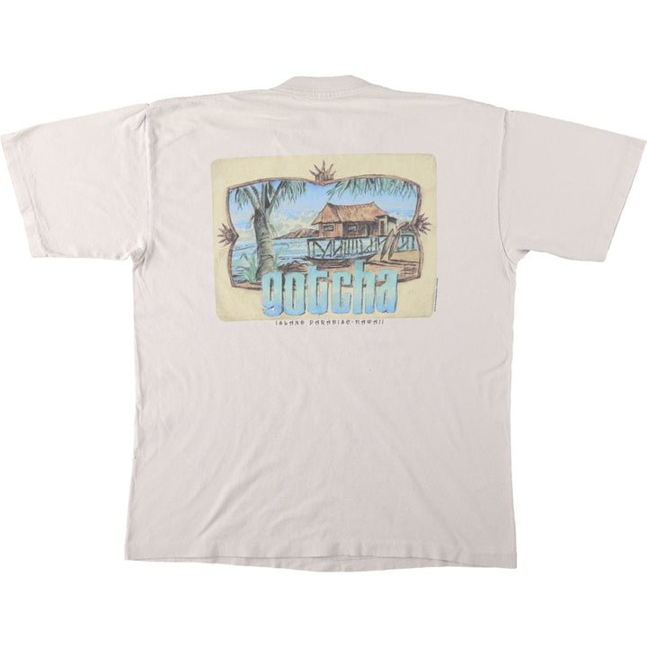 ~90'S GOTCHA Surf Skate T-Shirt, Men's Size L (approx.), Vintage unclear unbleached Vintage Second Hand