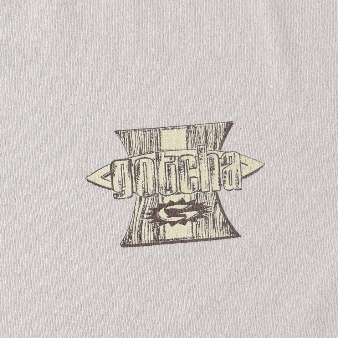 ~90'S GOTCHA Surf Skate T-Shirt, Men's Size L (approx.), Vintage unclear unbleached Vintage Second Hand