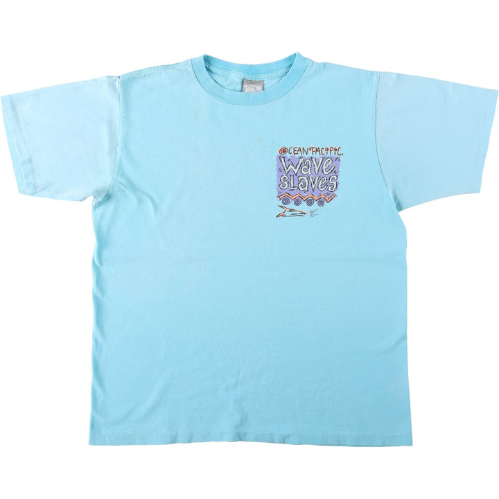 90'S Ocean Pacific short-sleeved T-shirt, men's size L (approx.) cotton Blue type light blue Vintage Second Hand