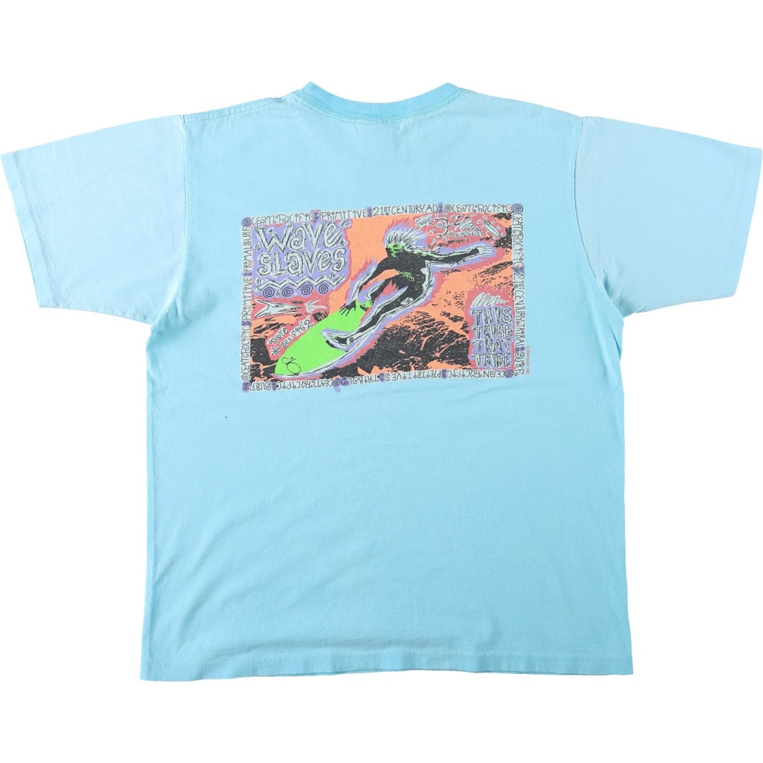 90'S Ocean Pacific short-sleeved T-shirt, men's size L (approx.) cotton Blue type light blue Vintage Second Hand
