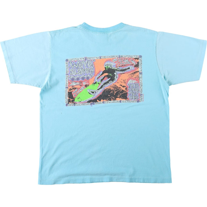 90'S Ocean Pacific short-sleeved T-shirt, men's size L (approx.) cotton Blue type light blue Vintage Second Hand