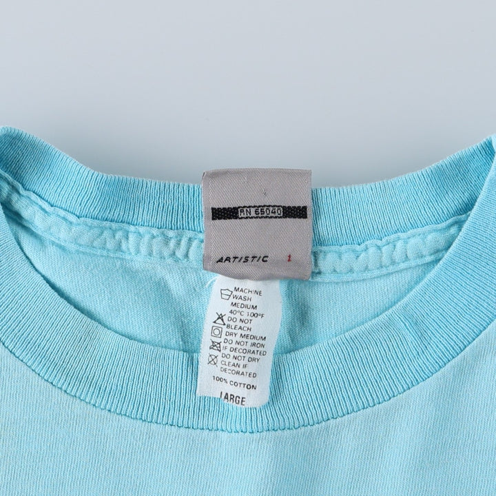 90'S Ocean Pacific short-sleeved T-shirt, men's size L (approx.) cotton Blue type light blue Vintage Second Hand