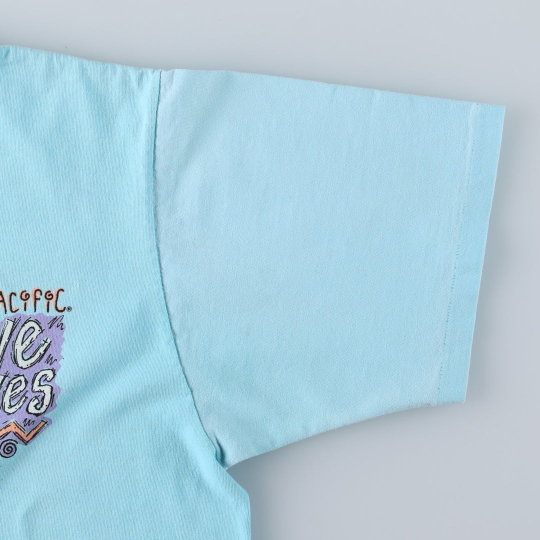 90'S Ocean Pacific short-sleeved T-shirt, men's size L (approx.) cotton Blue type light blue Vintage Second Hand