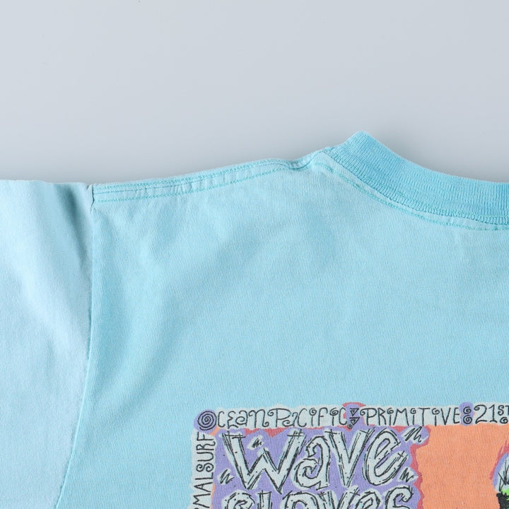90'S Ocean Pacific short-sleeved T-shirt, men's size L (approx.) cotton Blue type light blue Vintage Second Hand