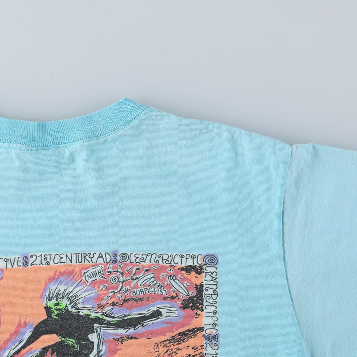 90'S Ocean Pacific short-sleeved T-shirt, men's size L (approx.) cotton Blue type light blue Vintage Second Hand