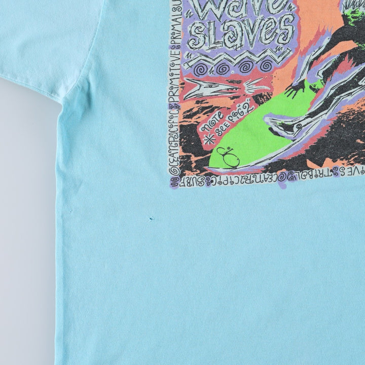 90'S Ocean Pacific short-sleeved T-shirt, men's size L (approx.) cotton Blue type light blue Vintage Second Hand