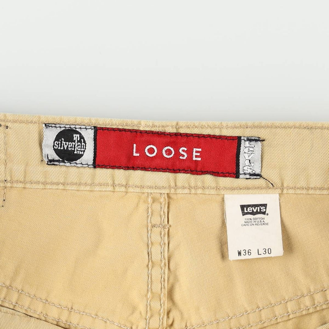 90'S Levi's Silver Tab Loose Tapered Denim Pants, Made in USA, Men's Size W36 (approx.) cotton yellow type Vintage Second Hand