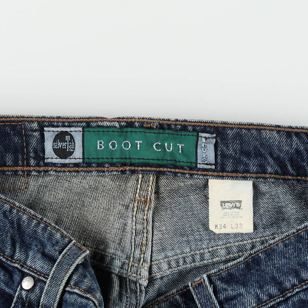 90'S Levi's Silver Tab Bootcut Denim Pants, Made in USA, Men's Size W34 (approx.) cotton blue type Vintage Second Hand