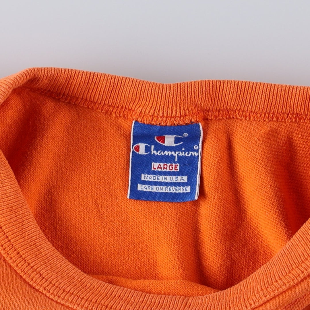 90'S Champion One-Point Logo T-Shirt, Made in USA, Men's Size L (Equivalent), Vintage cotton orange type Vintage Second Hand