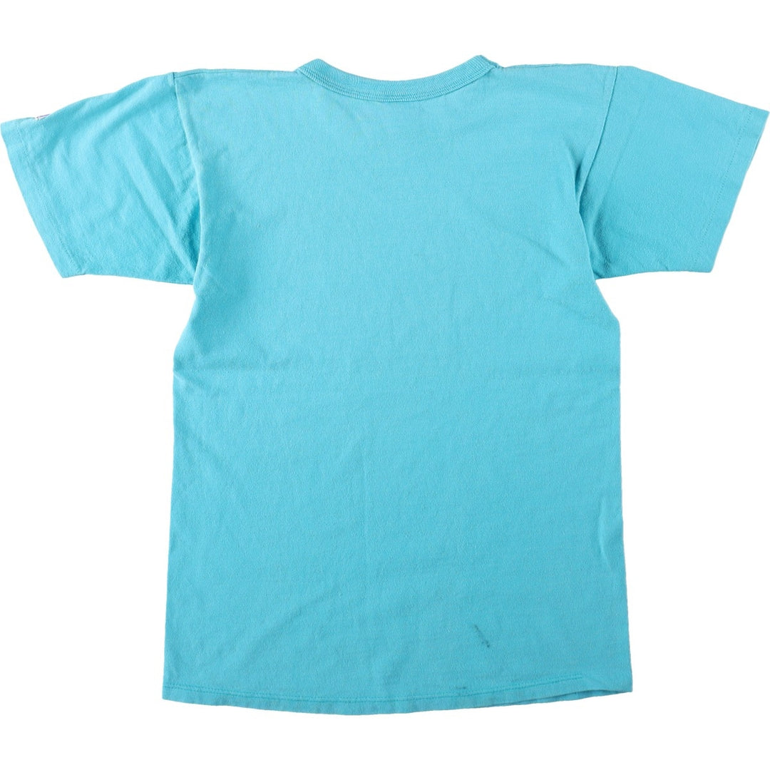 90'S Champion One-Point Logo T-Shirt, Made in USA, Men's Size M (Equivalent), Vintage cotton Blue type light blue Vintage Second Hand