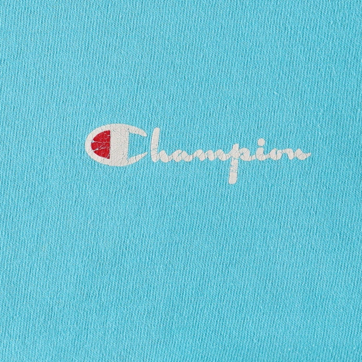 90'S Champion One-Point Logo T-Shirt, Made in USA, Men's Size M (Equivalent), Vintage cotton Blue type light blue Vintage Second Hand