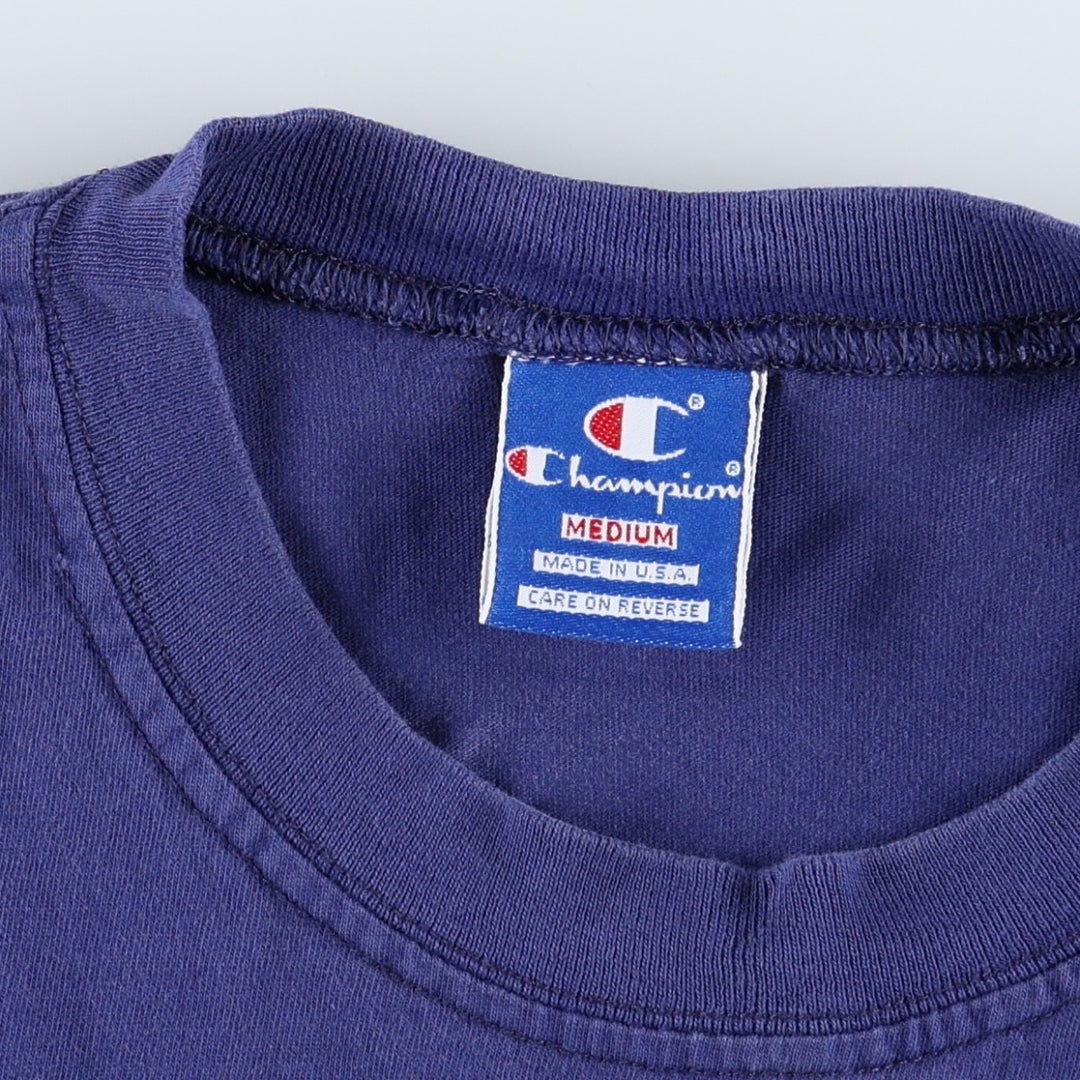 90'S Champion One-Point Logo T-Shirt, Made in USA, Men's Size M (Equivalent), Vintage cotton navy blue type Vintage Second Hand