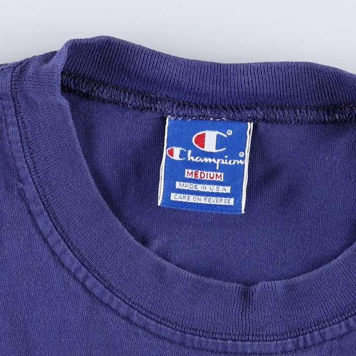 90'S Champion One-Point Logo T-Shirt, Made in USA, Men's Size M (Equivalent), Vintage cotton navy blue type Vintage Second Hand
