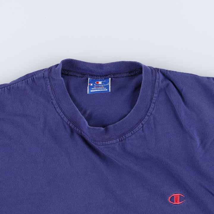 90'S Champion One-Point Logo T-Shirt, Made in USA, Men's Size M (Equivalent), Vintage cotton navy blue type Vintage Second Hand