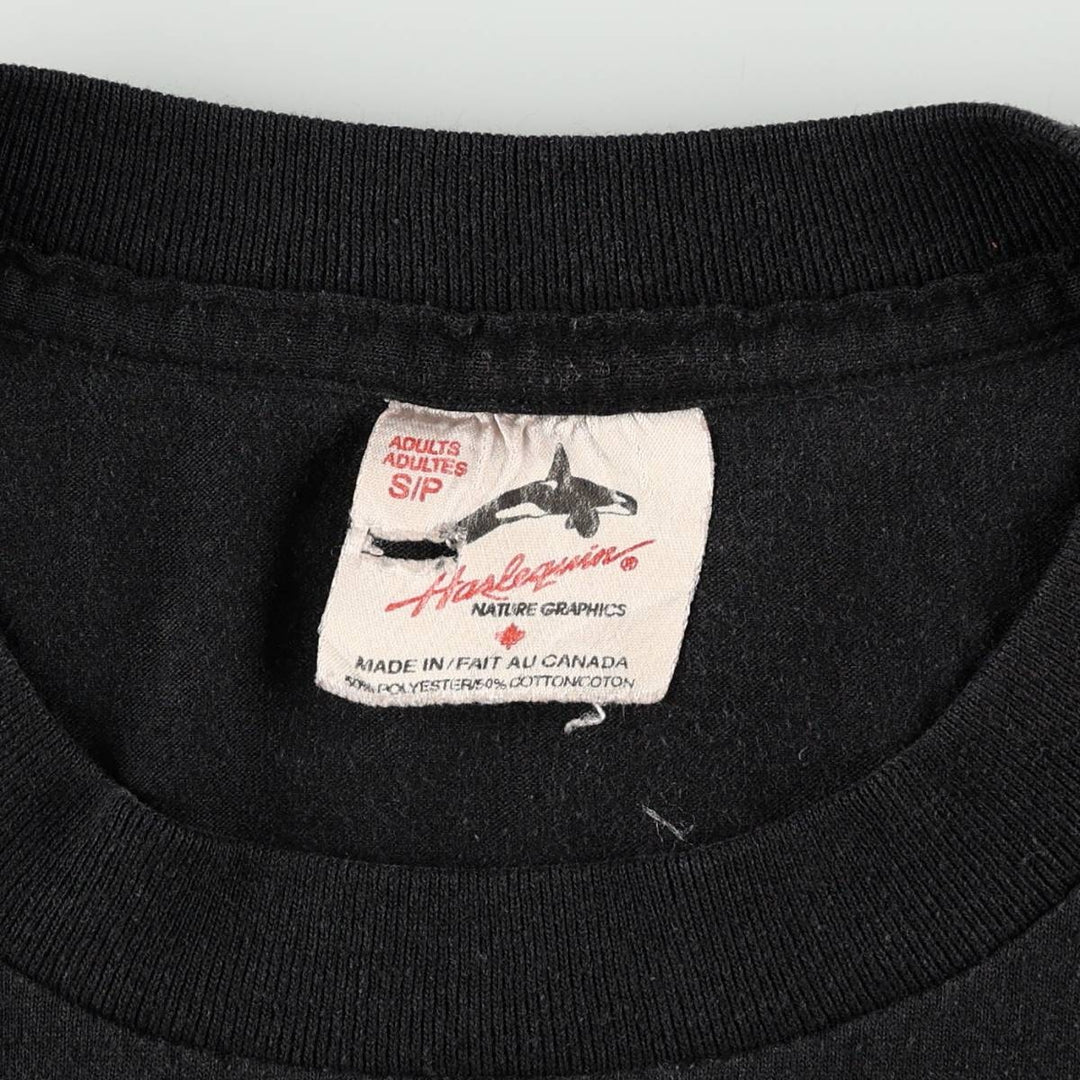 90'S HARLEQUIN butterfly print animal t-shirt, made in Canada, men's size S equivalent, vintage. polyester black type Vintage Second Hand