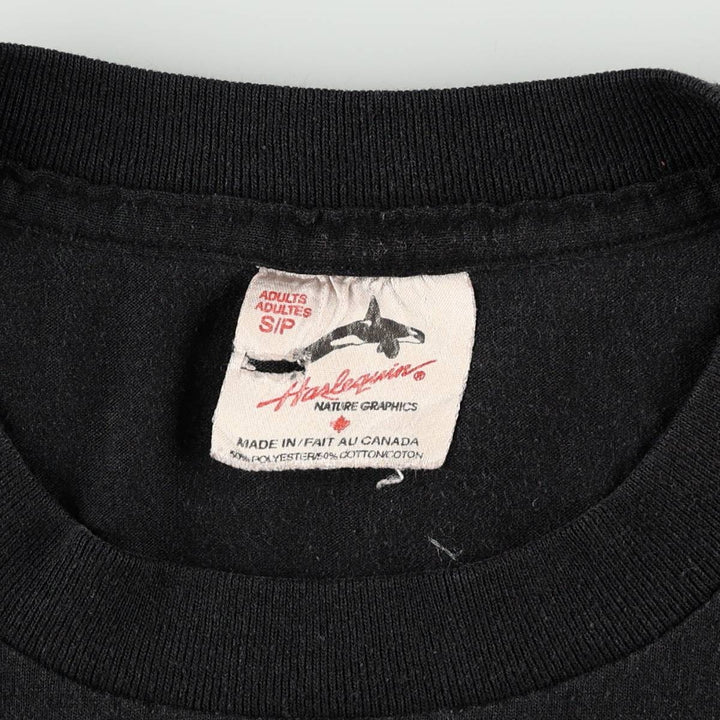 90'S HARLEQUIN butterfly print animal t-shirt, made in Canada, men's size S equivalent, vintage. polyester black type Vintage Second Hand