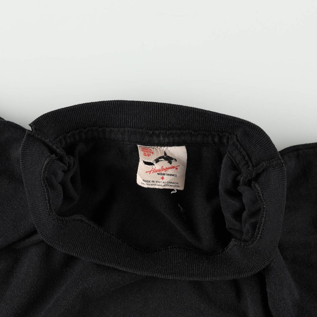 90'S HARLEQUIN butterfly print animal t-shirt, made in Canada, men's size S equivalent, vintage. polyester black type Vintage Second Hand