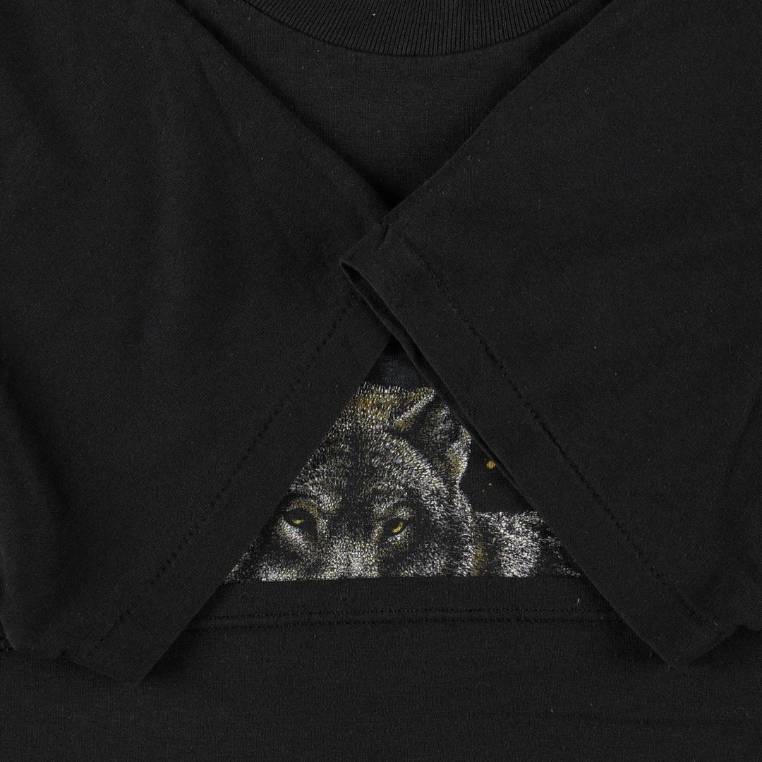 90'S Wolf Pattern Animal T-Shirt, Men's Size M (Equivalent), Vintage unclear black type Vintage Second Hand