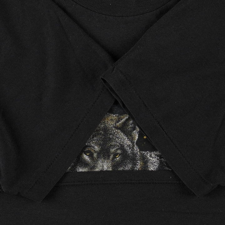90'S Wolf Pattern Animal T-Shirt, Men's Size M (Equivalent), Vintage unclear black type Vintage Second Hand