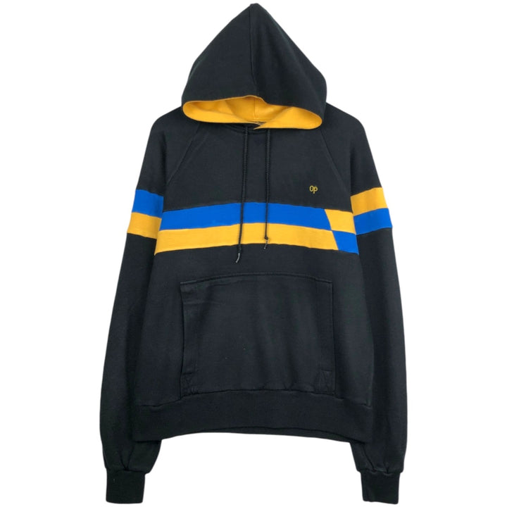 80s-90'S Ocean Pacific sweatshirt pullover hoodie, men's size L equivalent, vintage. acrylic black type Vintage Second Hand
