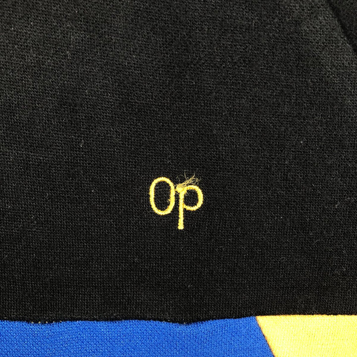80s-90'S Ocean Pacific sweatshirt pullover hoodie, men's size L equivalent, vintage. acrylic black type Vintage Second Hand