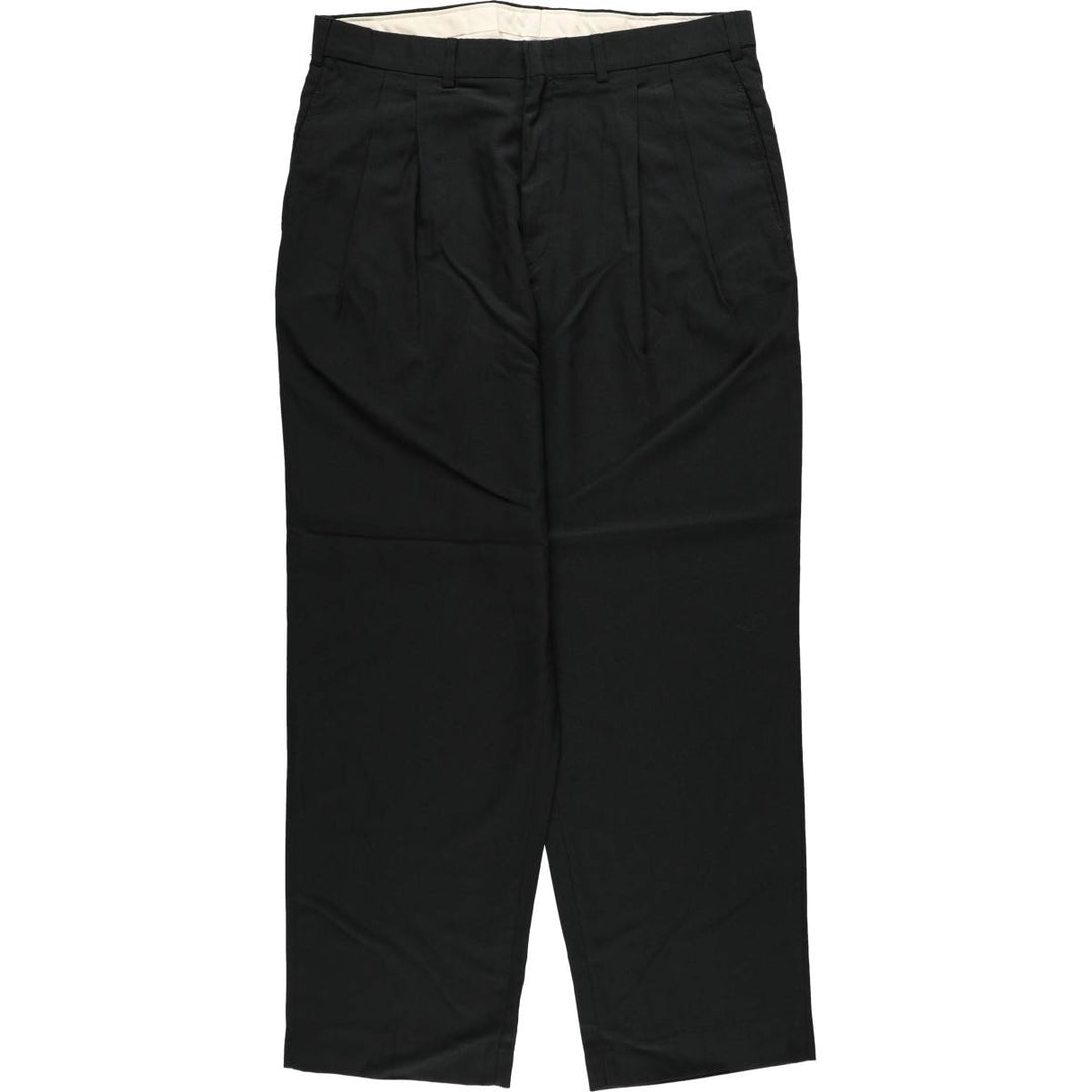 ~90'S FARAH No Wrinkles Two-Pleat Slacks Pants Men's W35 (approx.) Vintage polyester black type Vintage Second Hand