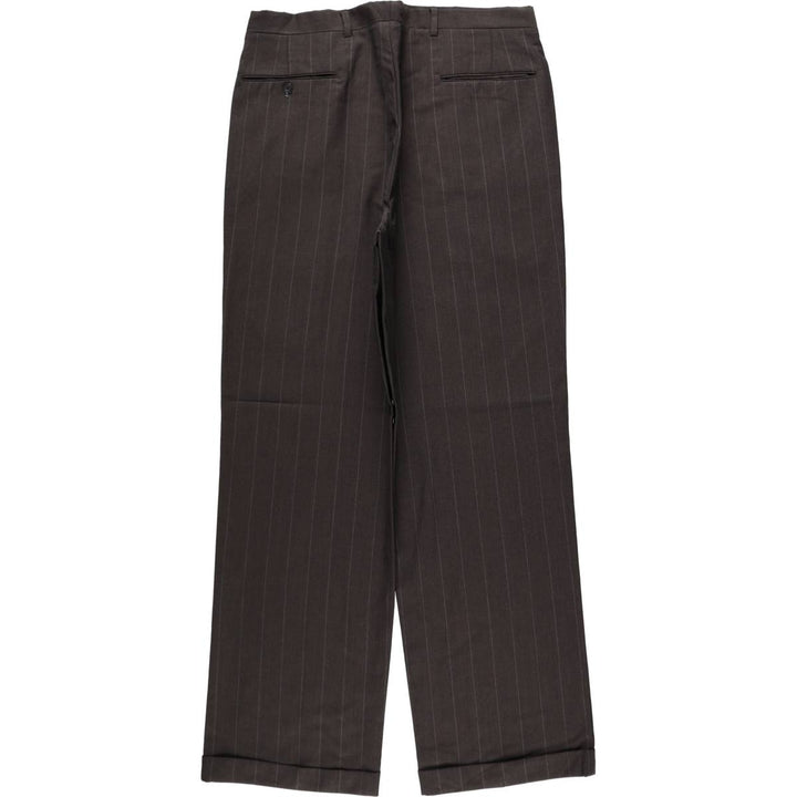 ~90'S Stripe Pattern Two-pleat Slacks Pants Men's W34 Vintage unclear Charcoal Vintage Second Hand