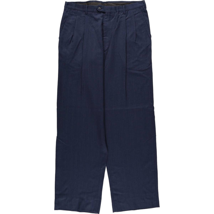 90'S Vintage Striped Slacks, Men's Size 36 unclear navy blue type Vintage Second Hand