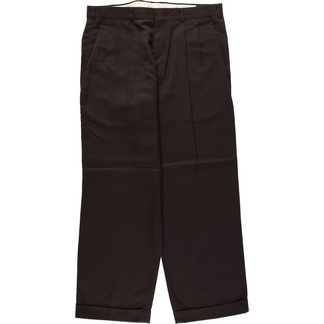 2000'S Dockers Slates Two-Pleat Poly/Wool Pants, Men's Size W35 (approx.) polyester brown type Vintage Second Hand