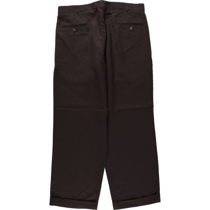 2000'S Dockers Slates Two-Pleat Poly/Wool Pants, Men's Size W35 (approx.) polyester brown type Vintage Second Hand
