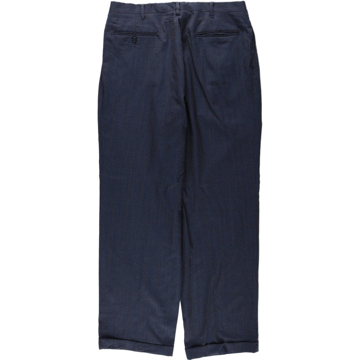 BIELLA Check Pattern Three-Pleat Slacks Pants Men's W34 (approx.) Vintage unclear navy blue type Vintage Second Hand
