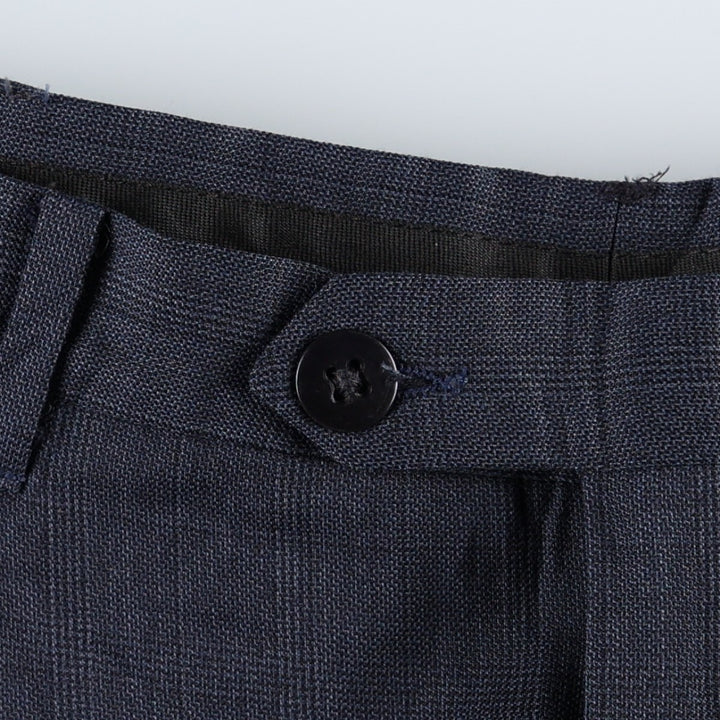 BIELLA Check Pattern Three-Pleat Slacks Pants Men's W34 (approx.) Vintage unclear navy blue type Vintage Second Hand