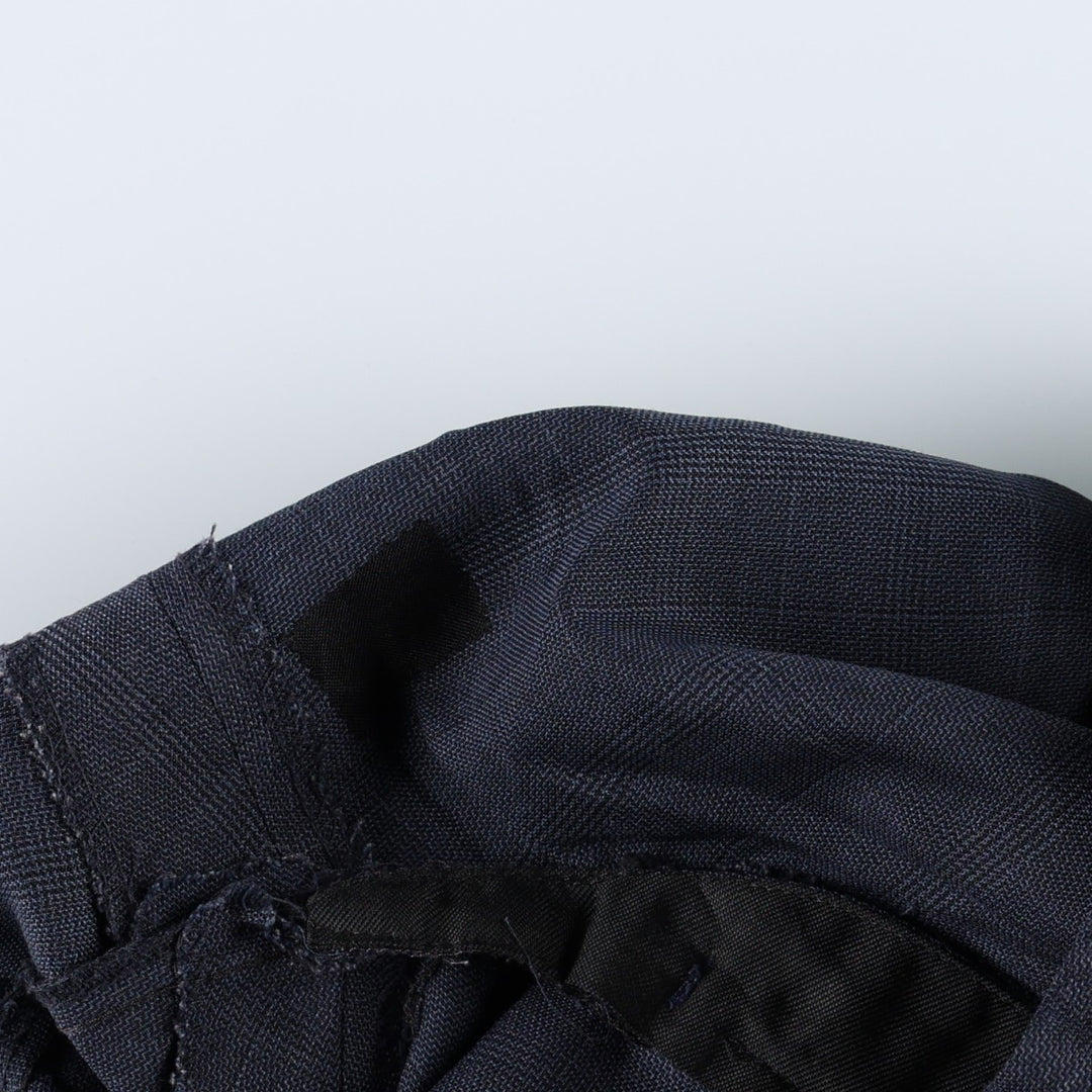 BIELLA Check Pattern Three-Pleat Slacks Pants Men's W34 (approx.) Vintage unclear navy blue type Vintage Second Hand