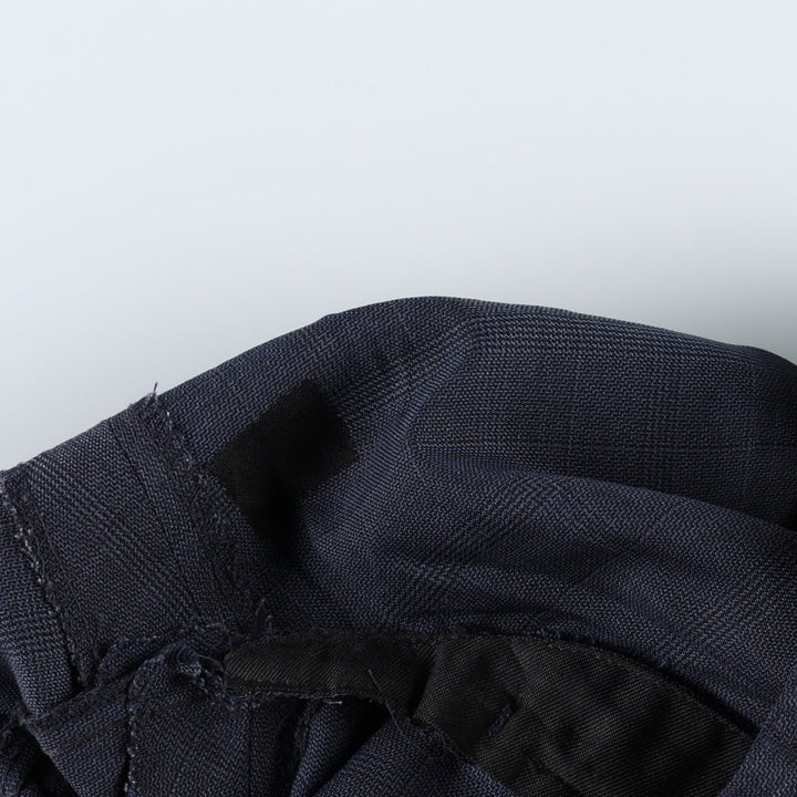 BIELLA Check Pattern Three-Pleat Slacks Pants Men's W34 (approx.) Vintage unclear navy blue type Vintage Second Hand