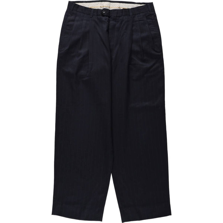 ~90'S Striped Pattern Slacks Pants Men's W32 (approx.) Vintage unclear black type Vintage Second Hand