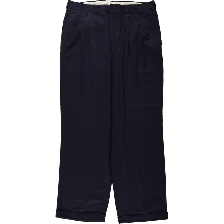 Allyn Saint George Three-Pleat Slacks, Made in USA, Men's Size W34 (approx.) unclear navy blue type Vintage Second Hand