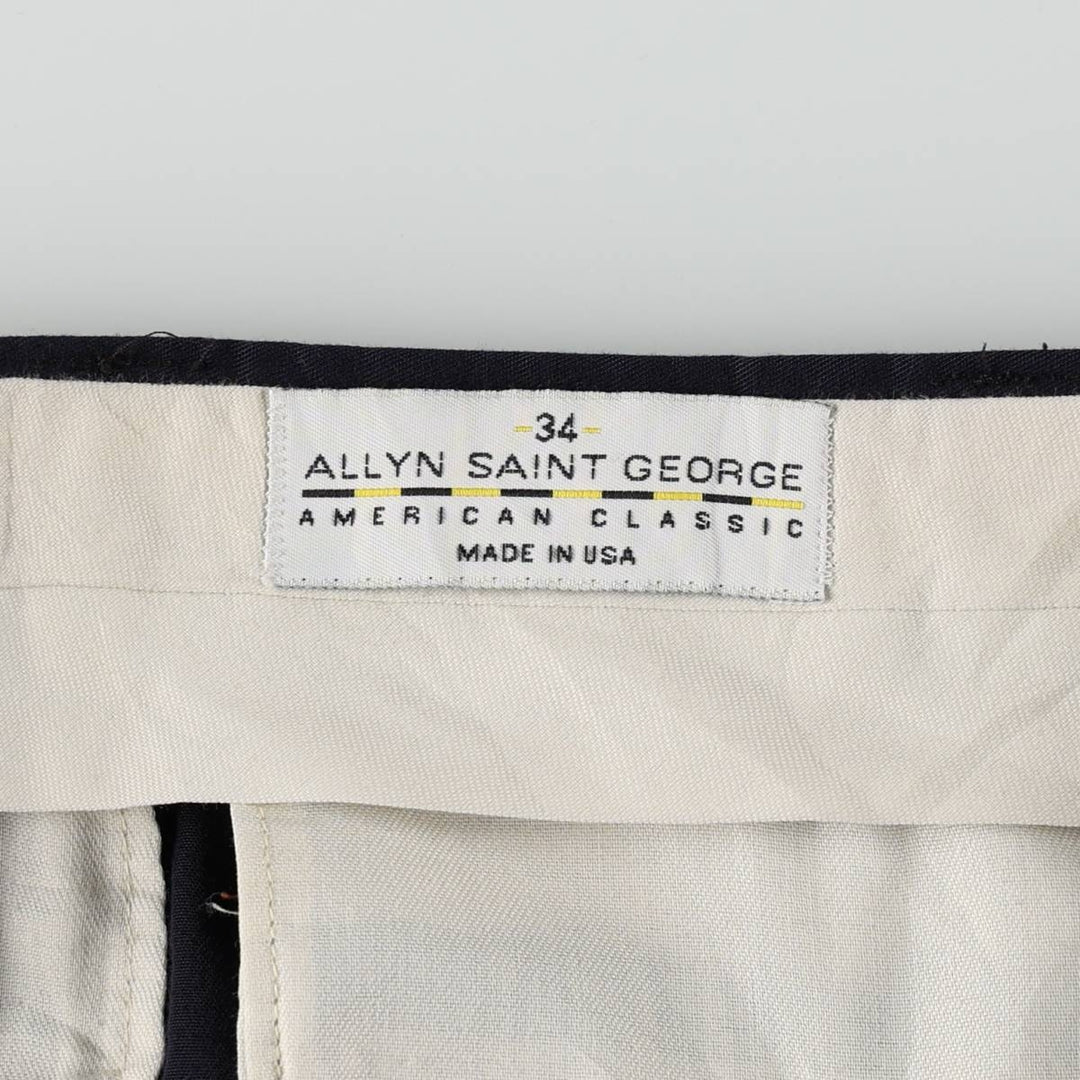 Allyn Saint George Three-Pleat Slacks, Made in USA, Men's Size W34 (approx.) unclear navy blue type Vintage Second Hand