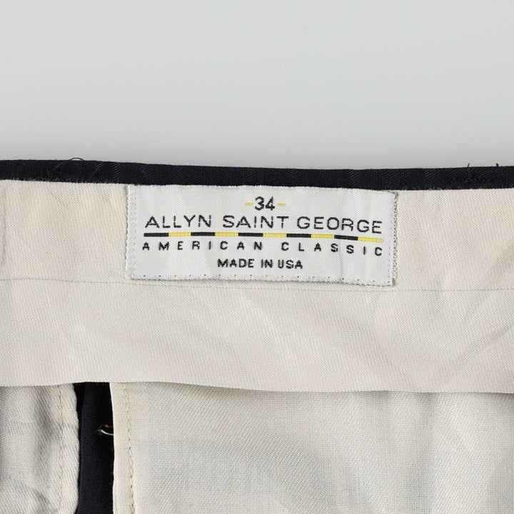 Allyn Saint George Three-Pleat Slacks, Made in USA, Men's Size W34 (approx.) unclear navy blue type Vintage Second Hand