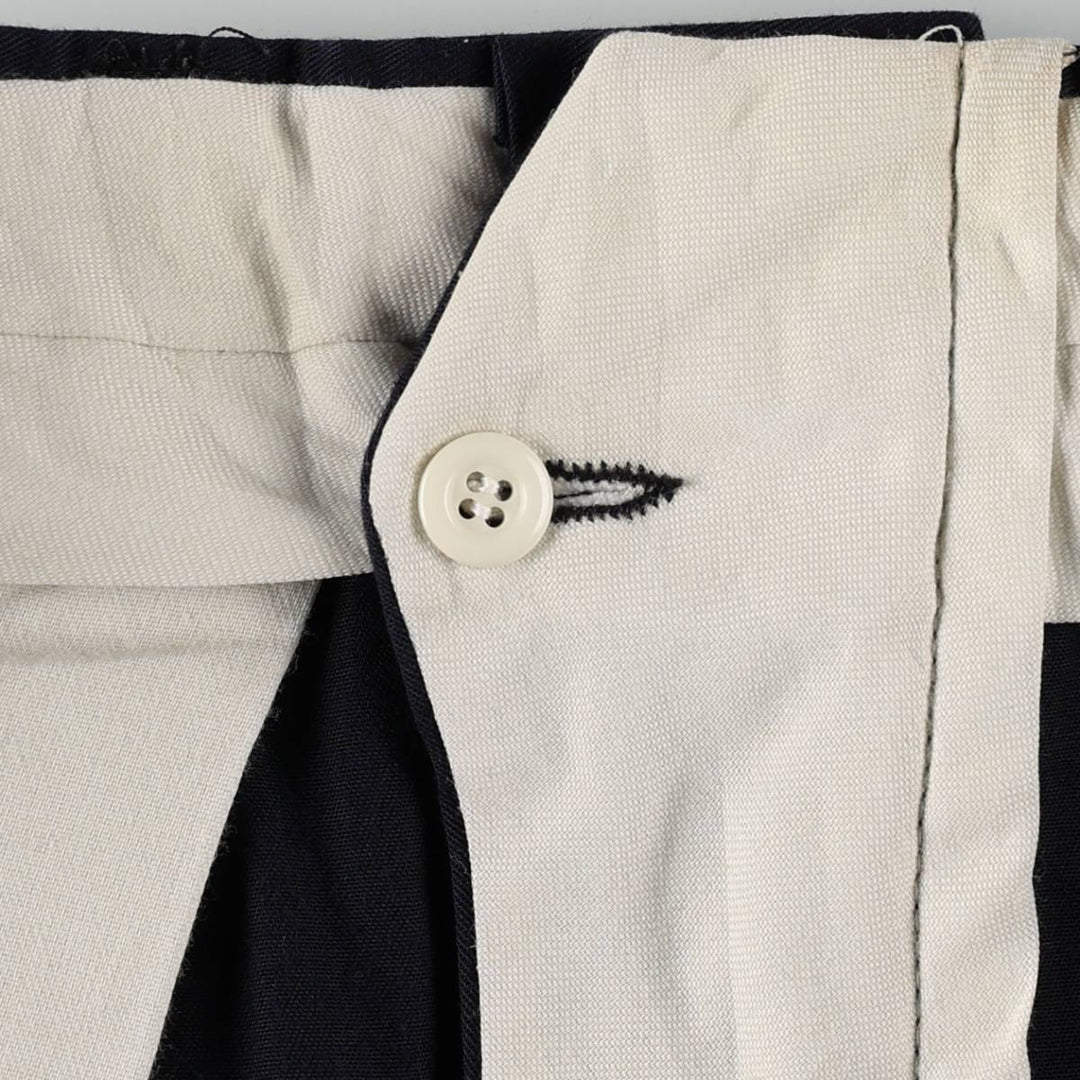 Allyn Saint George Three-Pleat Slacks, Made in USA, Men's Size W34 (approx.) unclear navy blue type Vintage Second Hand