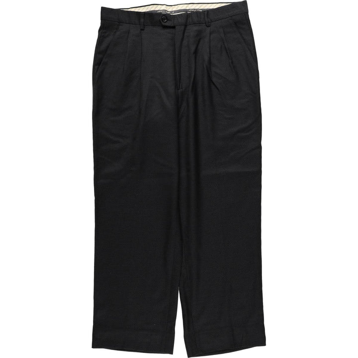 Lessona all-over print, two-pleat wool trousers/slacks, made in Italy, men's size W36 equivalent. wool black type Vintage Second Hand