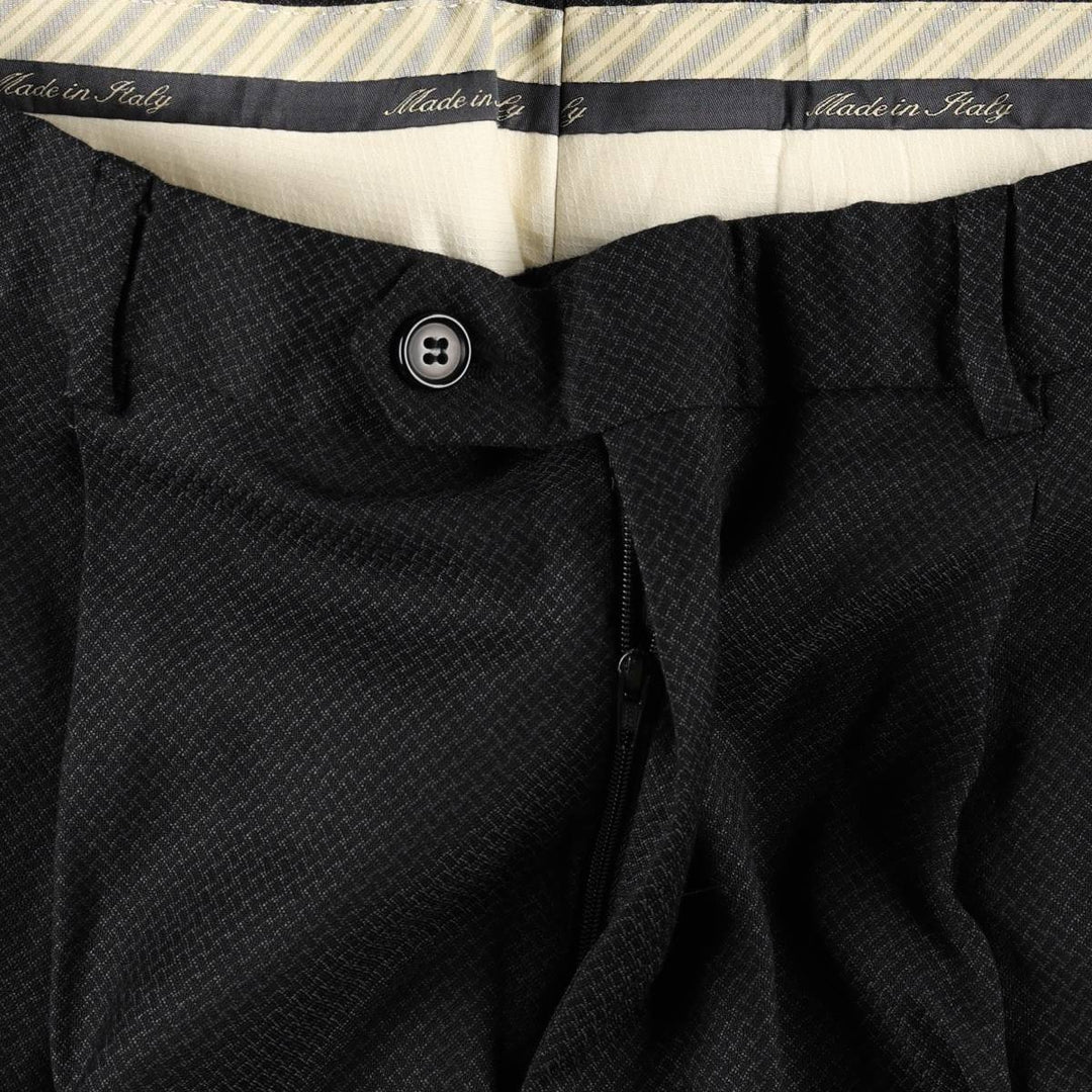Lessona all-over print, two-pleat wool trousers/slacks, made in Italy, men's size W36 equivalent. wool black type Vintage Second Hand
