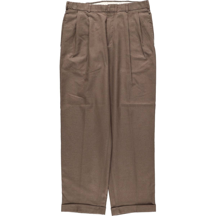Slates BASICS slacks pants, men's size W33 (approx.) polyester brown type Vintage Second Hand