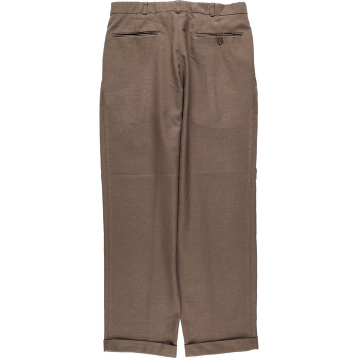 Slates BASICS slacks pants, men's size W33 (approx.) polyester brown type Vintage Second Hand
