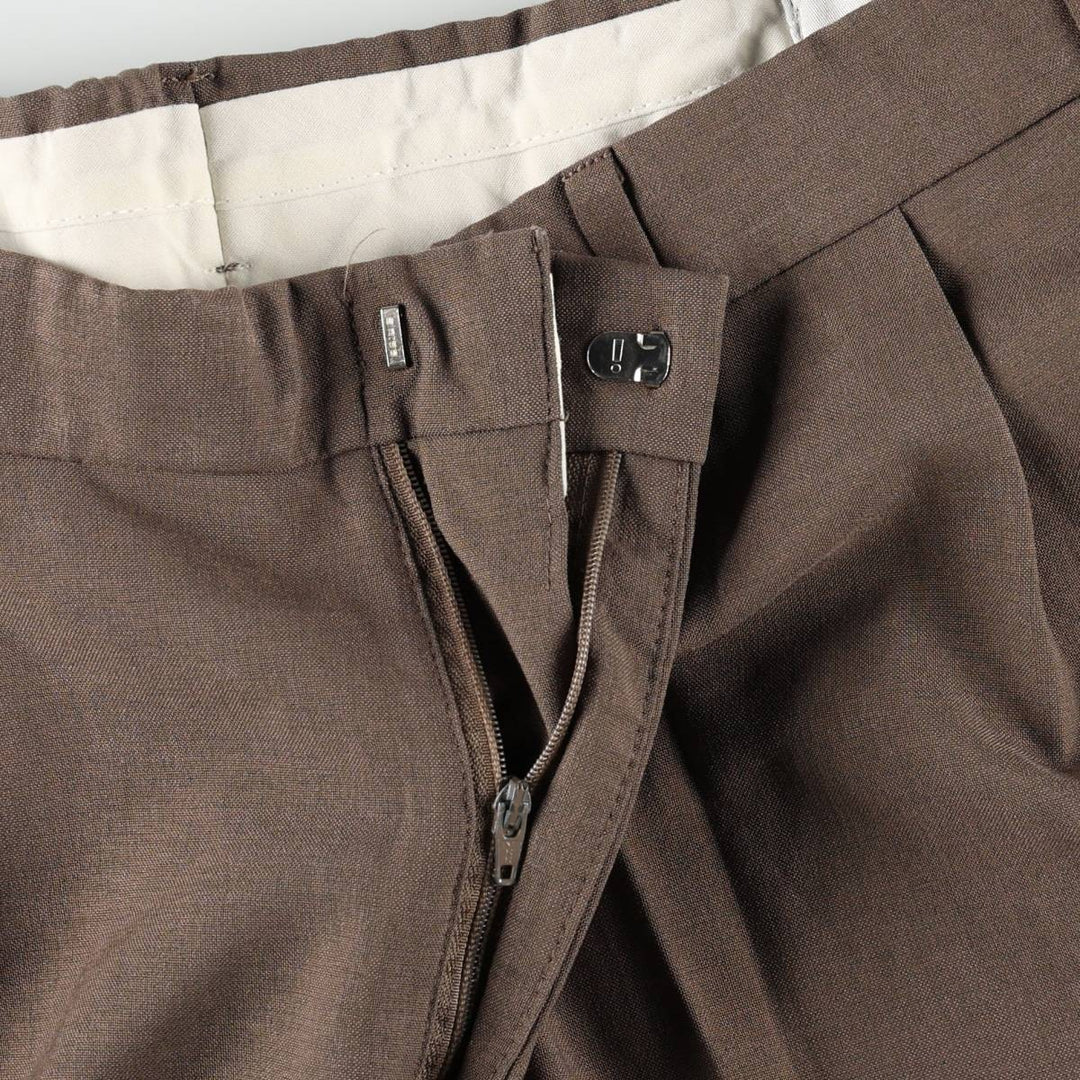 Slates BASICS slacks pants, men's size W33 (approx.) polyester brown type Vintage Second Hand