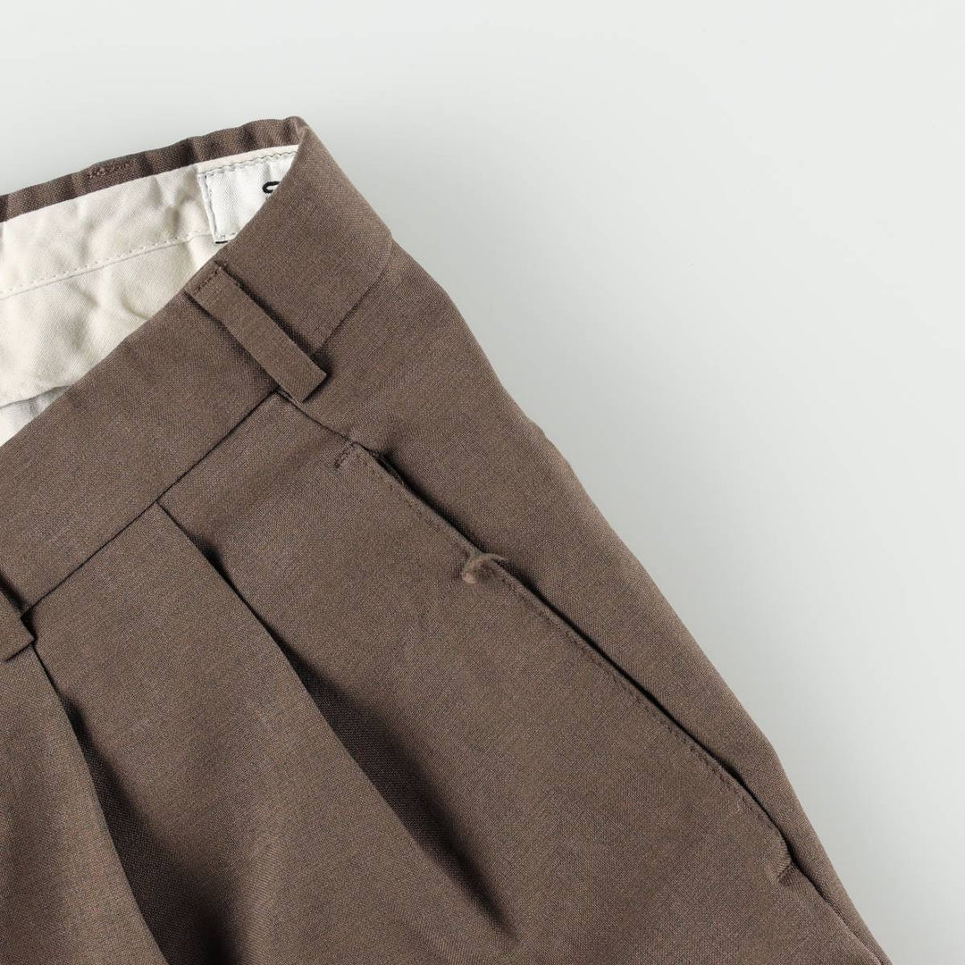 Slates BASICS slacks pants, men's size W33 (approx.) polyester brown type Vintage Second Hand