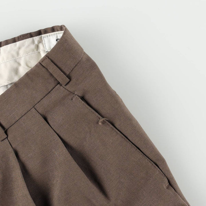 Slates BASICS slacks pants, men's size W33 (approx.) polyester brown type Vintage Second Hand