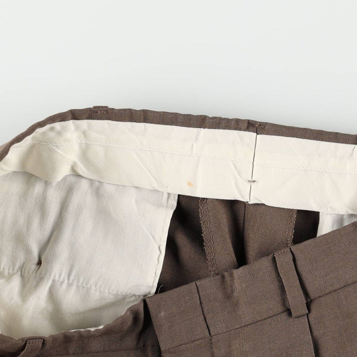 Slates BASICS slacks pants, men's size W33 (approx.) polyester brown type Vintage Second Hand